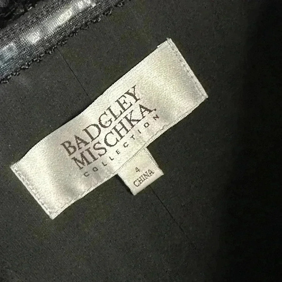 Badgley Mischka Black Crushed Velvet Grown Strapless Size 4 - Picture 9 of 9